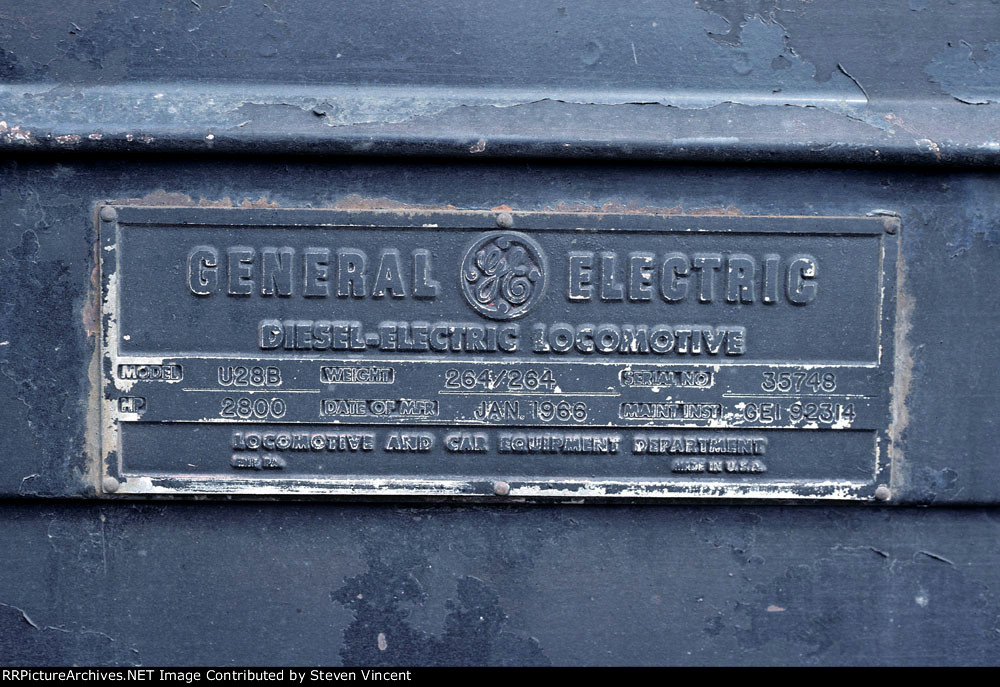 Milwaukee Road U28B #5503 builder's plate